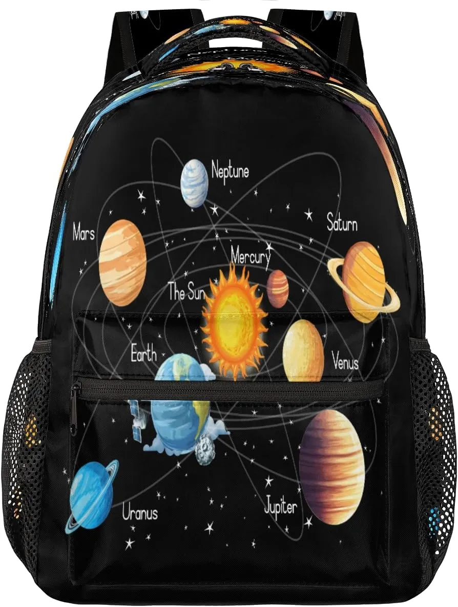 Backpacks Space Solar System School Bag Student Bookbag Adjustable Shoulder Bags Laptop Rucksack Travel Hiking Camping Daypack for Teens Girls Boys Women Men