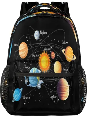 Backpacks Space Solar System School Bag Student Bookbag Adjustable Shoulder Bags Laptop Rucksack Travel Hiking Camping Daypack for Teens Girls Boys Women Men
