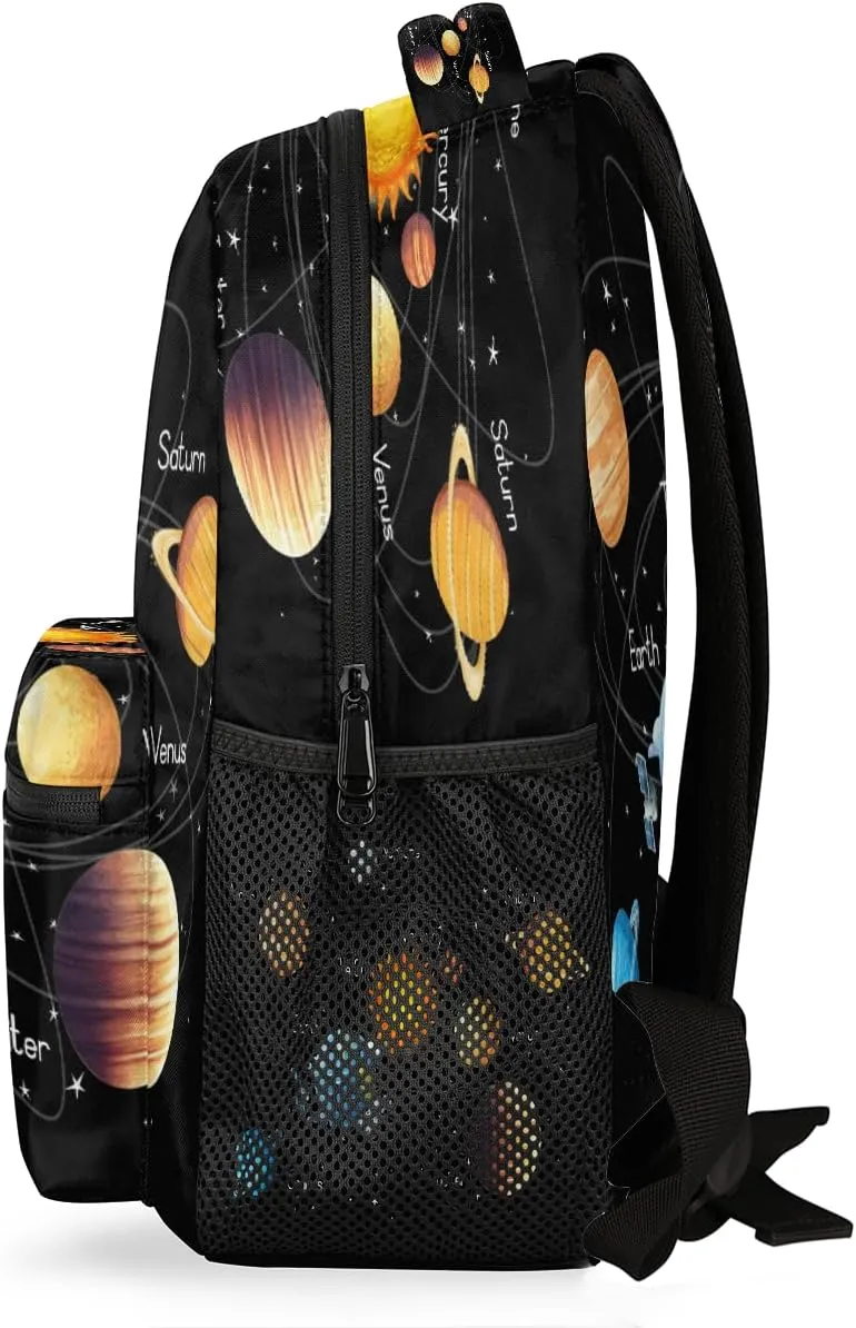 Backpacks Space Solar System School Bag Student Bookbag Adjustable Shoulder Bags Laptop Rucksack Travel Hiking Camping Daypack for Teens Girls Boys Women Men