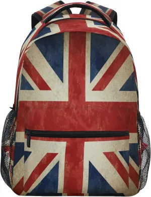 Backpacks UK British Flag School Bag Student Bookbag Adjustable Shoulder Bags Laptop Rucksack Travel Hiking Camping Daypack for Teens Girls Boys Women Men