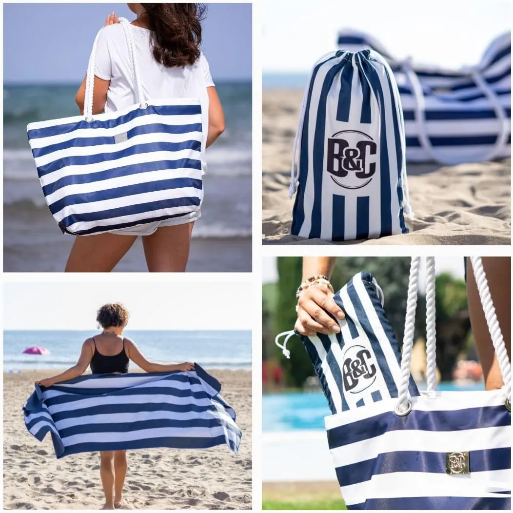 Bag&Carry Large Beach Tote Bag With Zipper - XL Beach Bags Waterproof Sandproof - Oversized Beach Bag With Pockets
