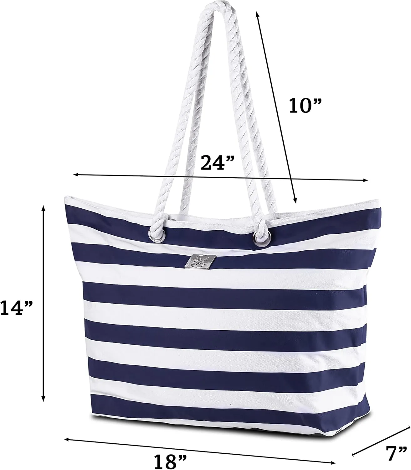 Bag&Carry Large Beach Tote Bag With Zipper - XL Beach Bags Waterproof Sandproof - Oversized Beach Bag With Pockets