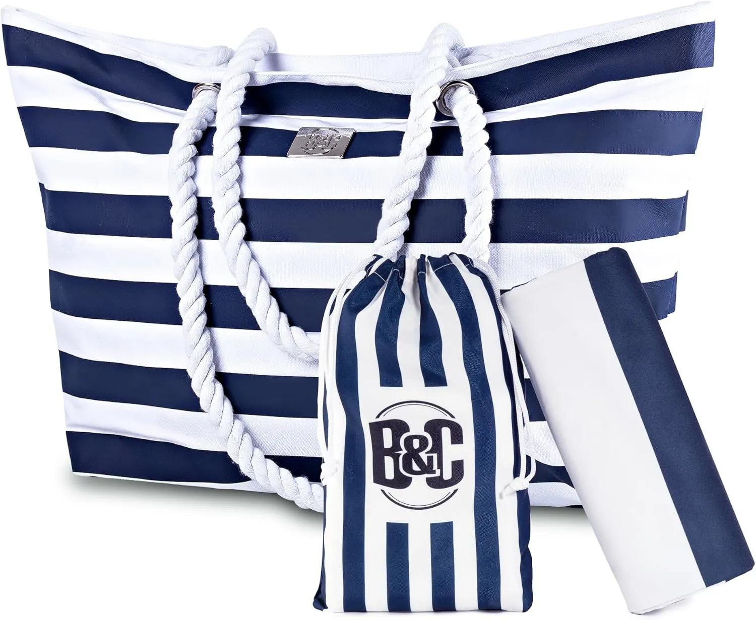 Bag&Carry Large Beach Tote Bag With Zipper - XL Beach Bags Waterproof Sandproof - Oversized Beach Bag With Pockets