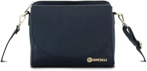 Baroncelli Leather Crossbody Bag, 3 Compartments, Long Strap