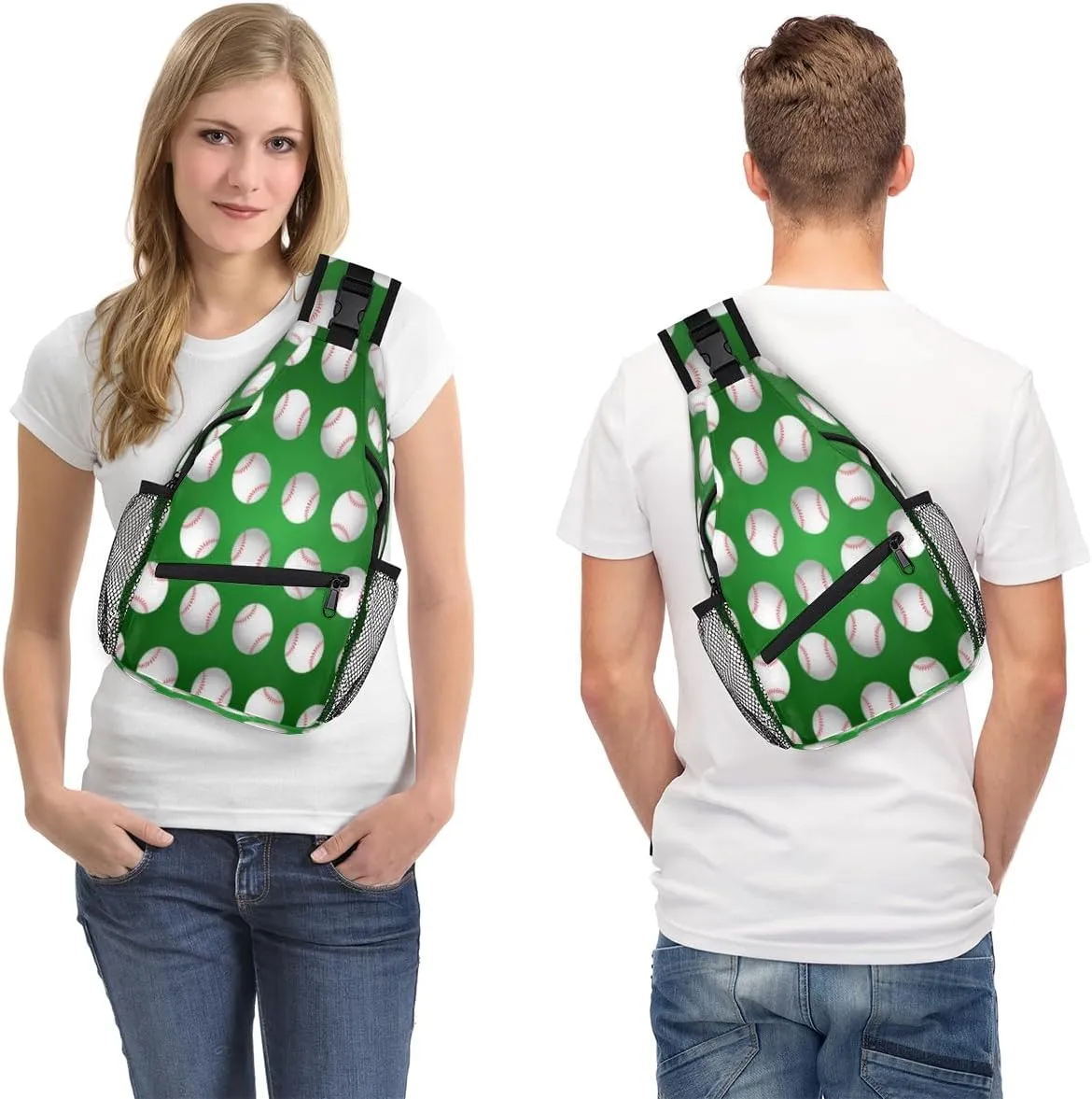 Baseball Balls Sports Games Sling Bag for Women Men Crossbody Sling Backpack Shoulder Bag Chest Bag Daypack for Travel Hiking Outdoor