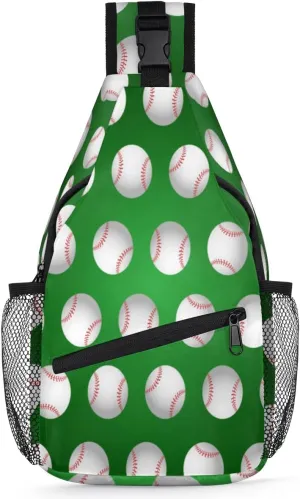 Baseball Balls Sports Games Sling Bag for Women Men Crossbody Sling Backpack Shoulder Bag Chest Bag Daypack for Travel Hiking Outdoor