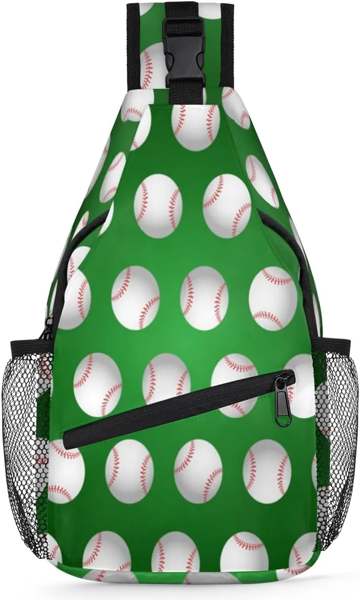 Baseball Balls Sports Games Sling Bag for Women Men Crossbody Sling Backpack Shoulder Bag Chest Bag Daypack for Travel Hiking Outdoor