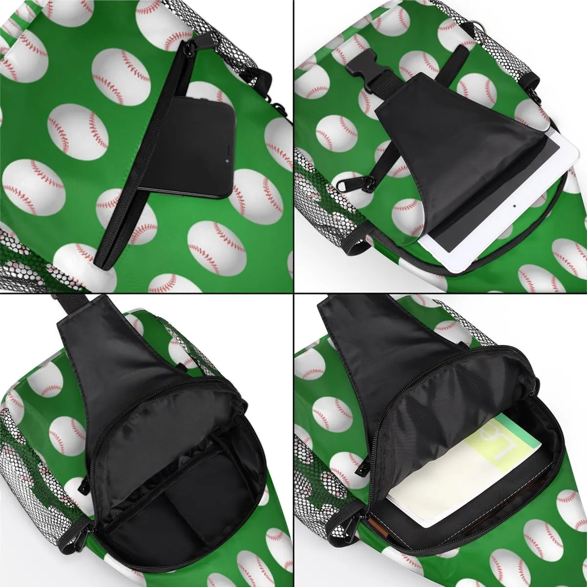 Baseball Balls Sports Games Sling Bag for Women Men Crossbody Sling Backpack Shoulder Bag Chest Bag Daypack for Travel Hiking Outdoor