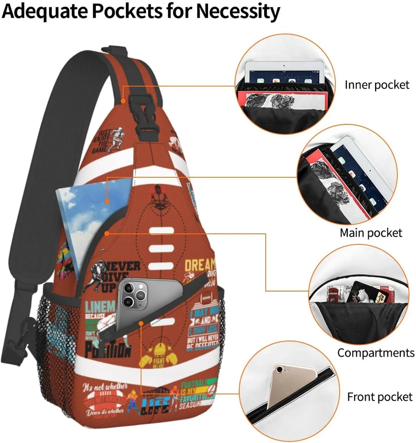 Baseball Sling Backpack - Crossbody Shoulder Bag for Men & Women