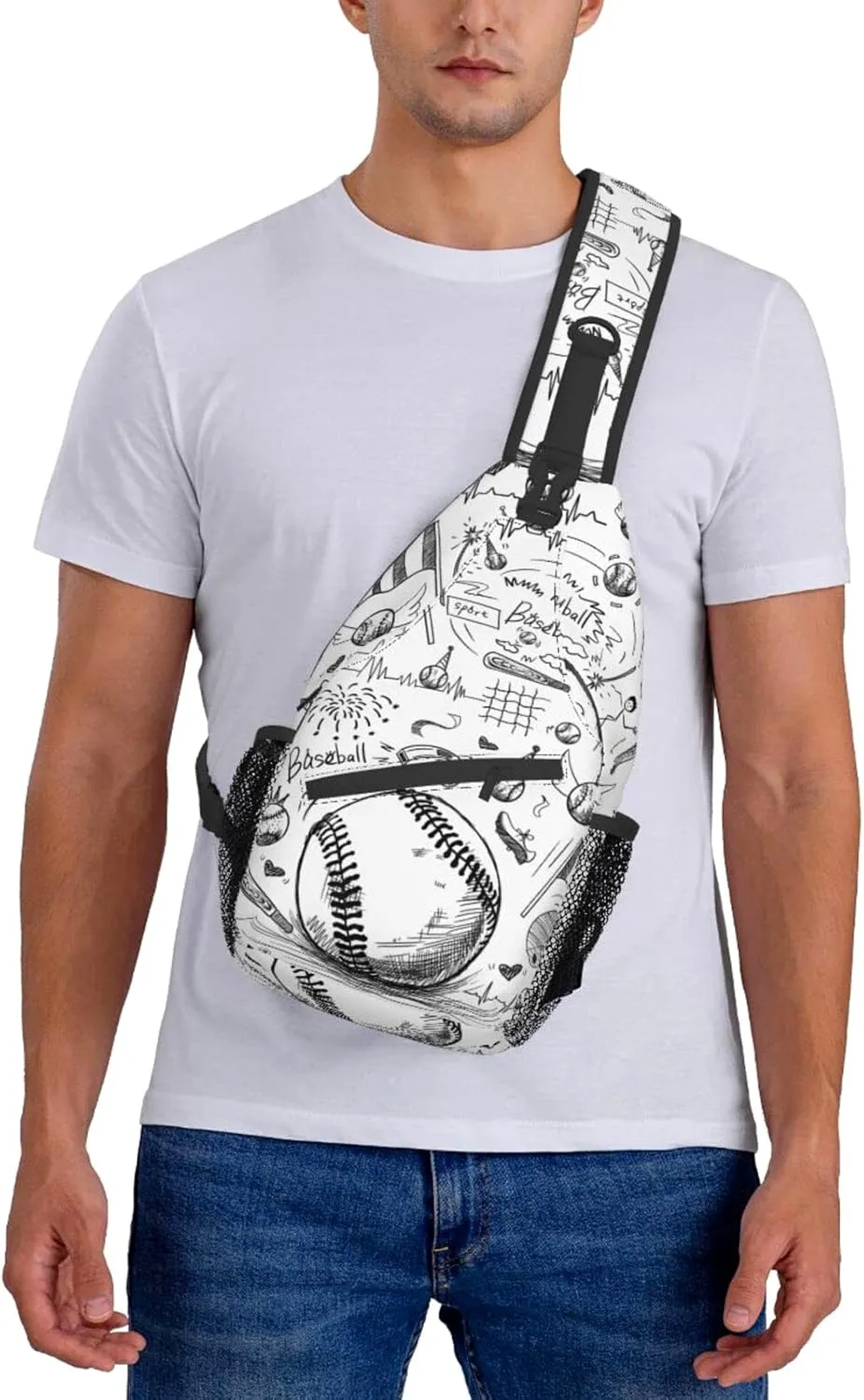 Baseball Sling Bag Sport Ball Chest Bag Casual Backpack Baseball Crossbody Bags Travel Hiking Daypack For Adults Women Men Gifts