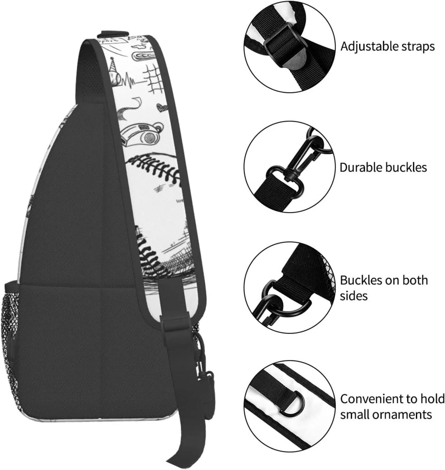 Baseball Sling Bag Sport Ball Chest Bag Casual Backpack Baseball Crossbody Bags Travel Hiking Daypack For Adults Women Men Gifts