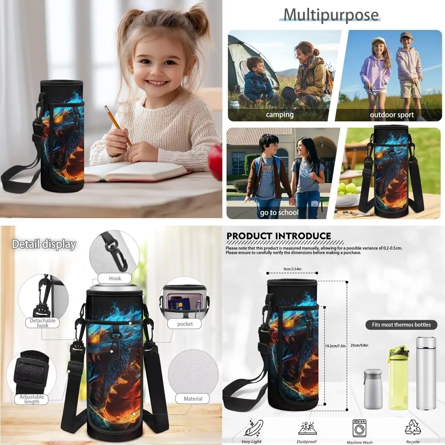 Basketball Flame Backpack for Boys 4 Pack Schoolbag Bookbag with Lunch Box and Pencil Bag Water Bottle Carrier Bag Set for Kids Teen Elementary Middle School