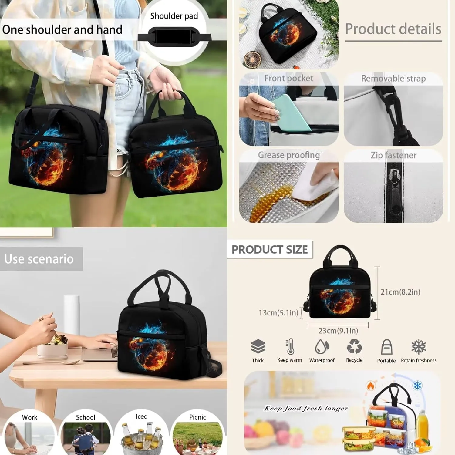 Basketball Flame Backpack for Boys 4 Pack Schoolbag Bookbag with Lunch Box and Pencil Bag Water Bottle Carrier Bag Set for Kids Teen Elementary Middle School