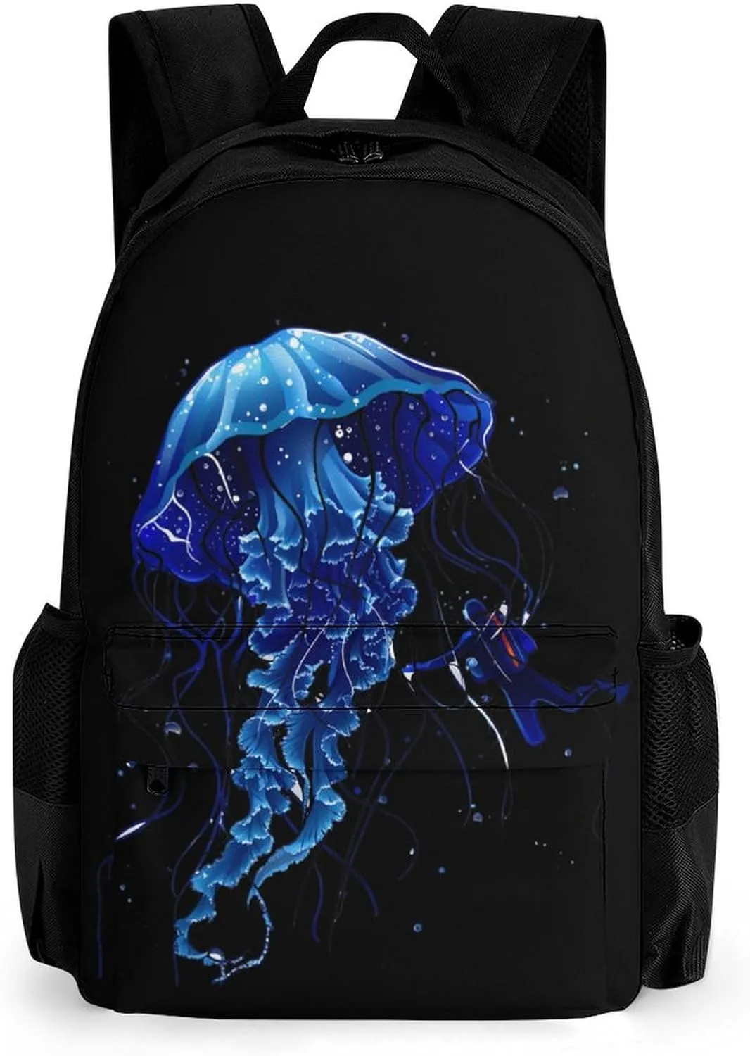 Beautiful Jelly Fish with Scuba Diver Laptop Backpack for Men Women Shoulder Bag Business Work Bag Travel Casual Daypacks
