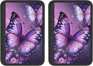 Beautiful Purple Butterfly Art Car Seat Belt Pad 2 Pack Universal Fit Seatbelt Cover Soft and Comfortable Backpack Shoulder Pad Adjustable Neck Cushion Protector Harness Pad for Car Bag