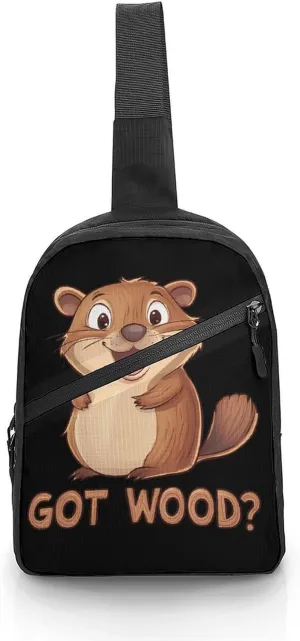 Beaver Got Wood Chest Bag Foldable Crossbody Unisex Pack Travel Hiking Adjustable Shoulder Straps Sling Bags
