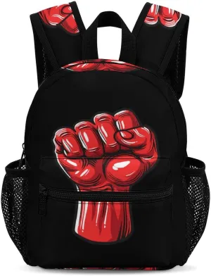 Big Red Raised Fist Salute of Unity Solidarity Resistance 13 Inch Backpack Waterproof Lightweight Travel Backpack Purse Hiking Daypack