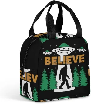 Bigfoot UFO Aliens Believe Sasquatch Lunch Tote Bag Reusable Lunch Box Meal Bag Food Handbags for Work Picnic Travel