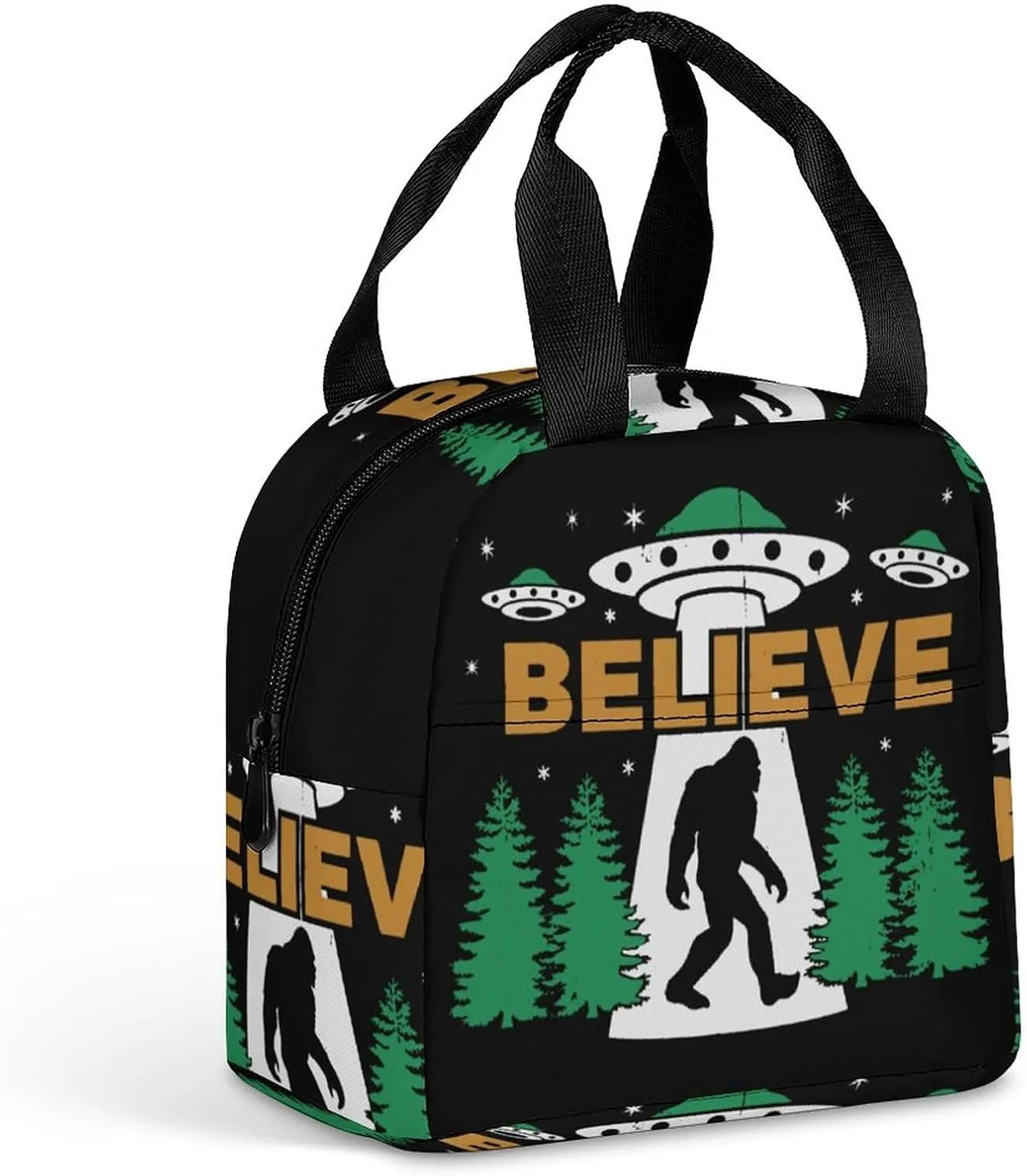 Bigfoot UFO Aliens Believe Sasquatch Lunch Tote Bag Reusable Lunch Box Meal Bag Food Handbags for Work Picnic Travel