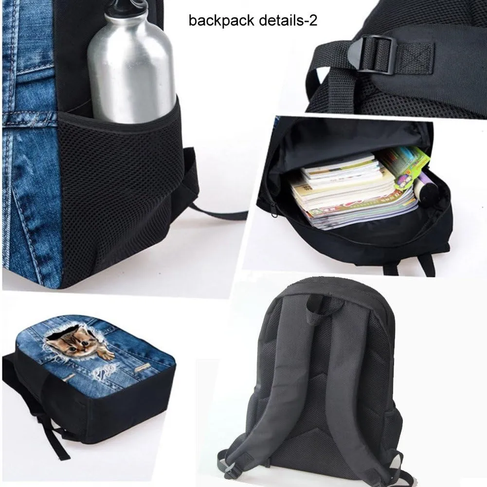 Biyejit Kid's School Bag Set Included Shoulder Bagpack Lunch Tote Bags Pen Holder Organizer 3 Piece