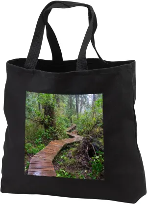 Black Tote Bag 14w x 14h x 3d - Combers Beach Trail, Pacific Rim NP, Tofino, Vancouver, B.C., Canada Roads