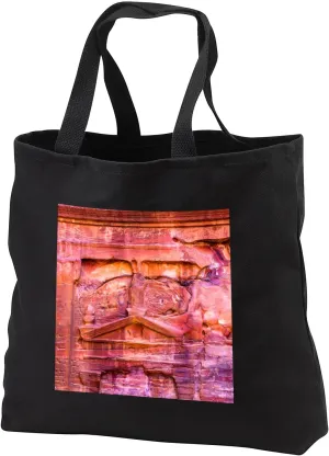 Black Tote Bag 14w x 14h x 3d - Rose Red Rock along the Street of Facades Petra, Jordan. Abstracts