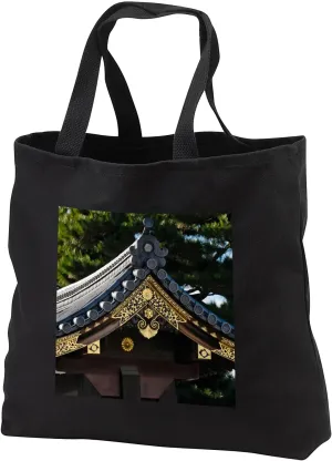 Black Tote Bag JUMBO 20w x 15h x 5d - Ornate roof of the Nijo Castle, Kyoto, Japan Architecture