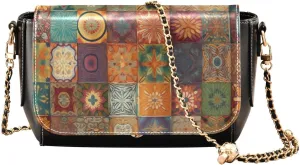 Blue and Pink Watercolor Women's Shoulder Bag, Womens Crossbody Bag Leather, Cross Body Leather Bags for Women