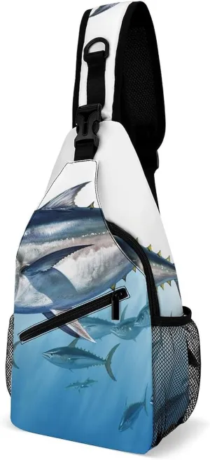 Bluefin Tuna Thunnus Crossbody Sling Bag for Men Hiking Backpack Travel Chest Bag Man Purse Shoulder Bags Daypack