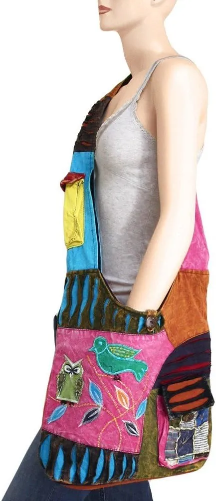 Bohemian Hippie Crossbody Shoulder Bag Sling Slouch Hobo Cotton Handmade Variety Patterns