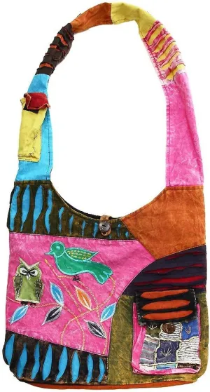 Bohemian Hippie Crossbody Shoulder Bag Sling Slouch Hobo Cotton Handmade Variety Patterns