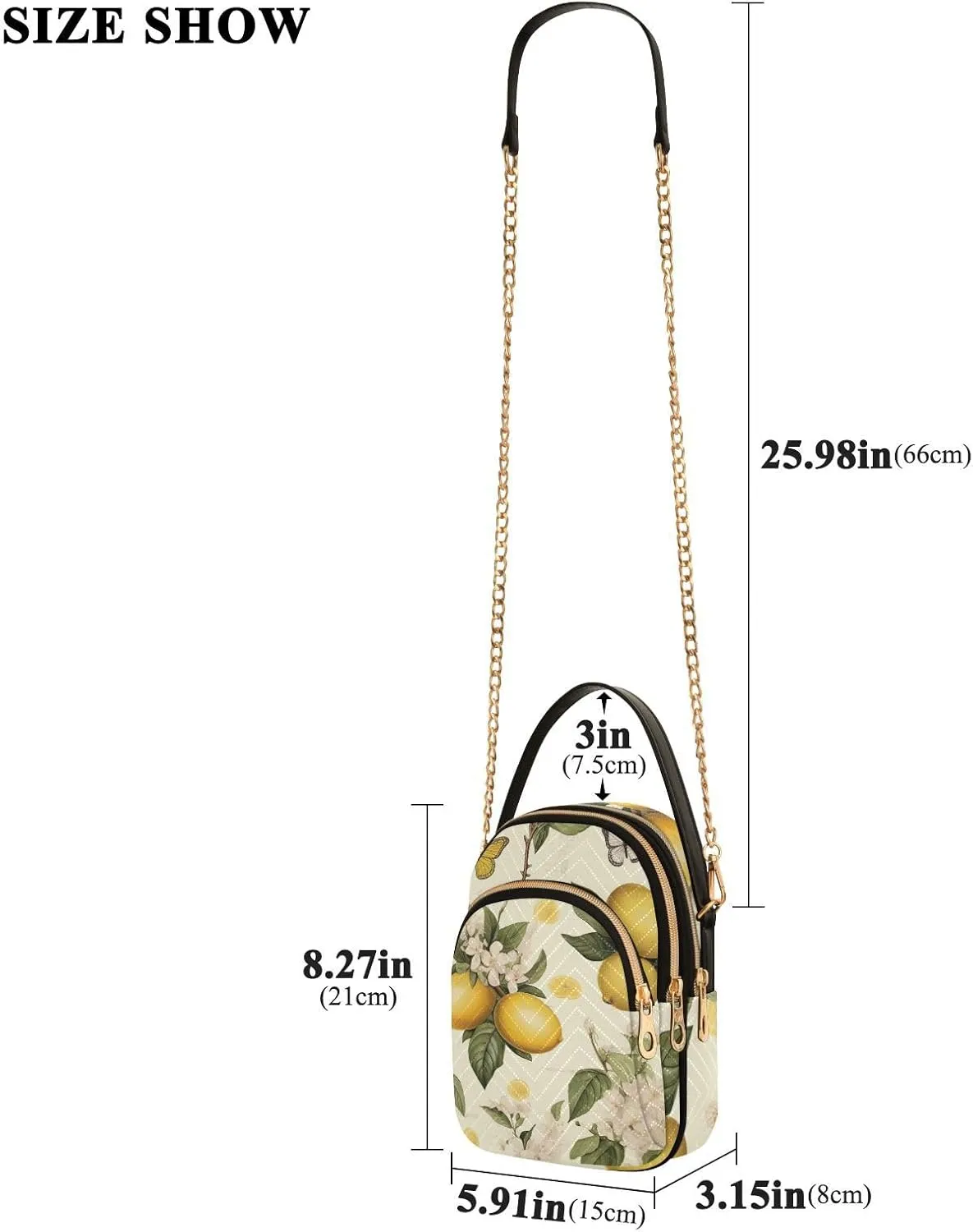 Botanical Beige Lemons Women's Purses Crossbody, Womens Crossbody Travel Purse, Stylish Crossbody Bags for Travel