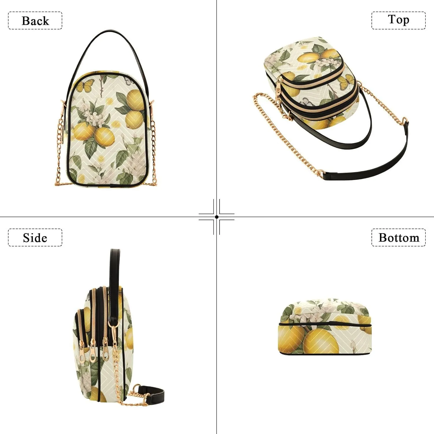 Botanical Beige Lemons Women's Purses Crossbody, Womens Crossbody Travel Purse, Stylish Crossbody Bags for Travel