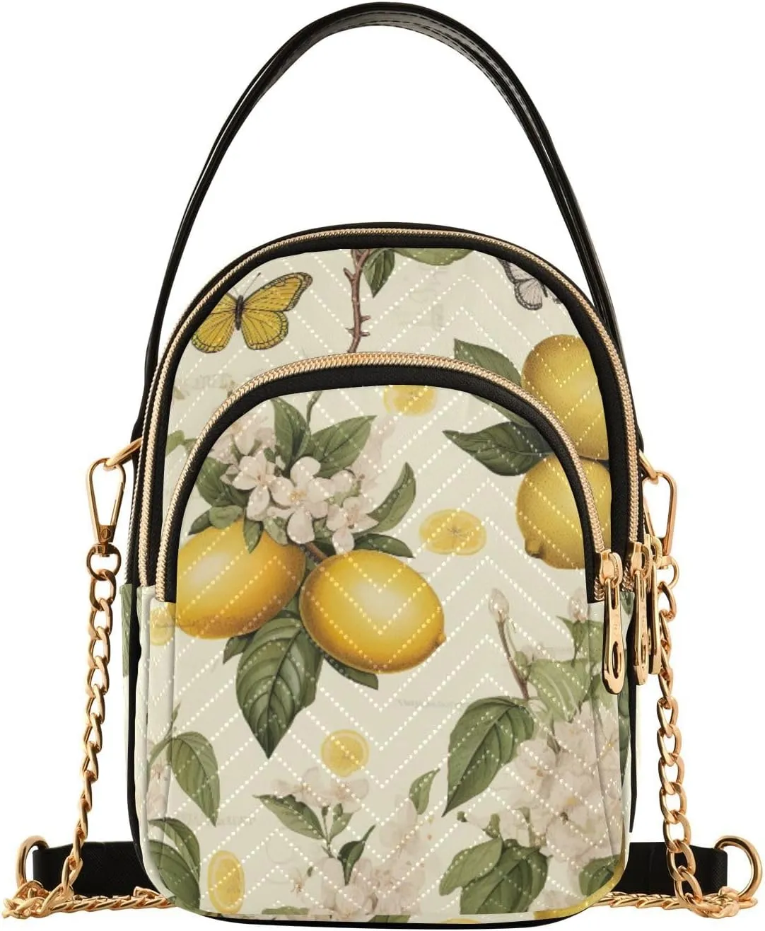Botanical Beige Lemons Women's Purses Crossbody, Womens Crossbody Travel Purse, Stylish Crossbody Bags for Travel