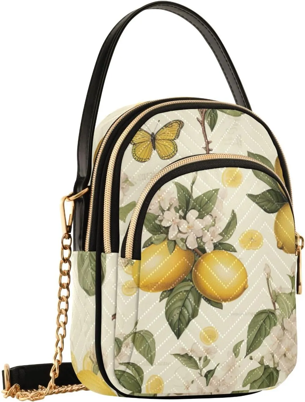 Botanical Beige Lemons Women's Purses Crossbody, Womens Crossbody Travel Purse, Stylish Crossbody Bags for Travel