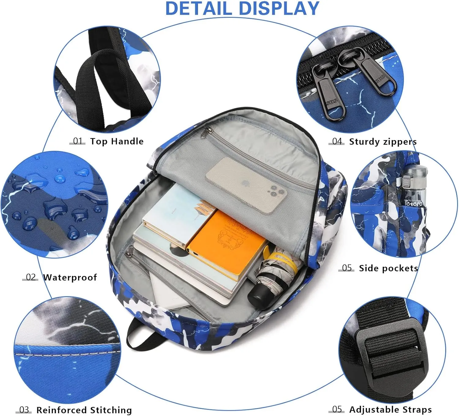 Boys Backpack for Kids Elementary School Backpack Outdoor Daypack Travel Laptop Backpack With Lunch Bag & Pencil Case