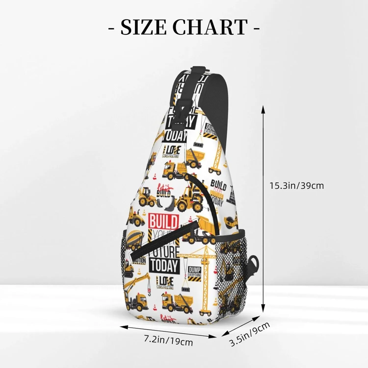 Build Your Future Today Constructing Tool Cars Chest Sling Bag Crossbody Shoulder Backpack Bag Gym Cycling Daypack Travel Hiking Cross Bag