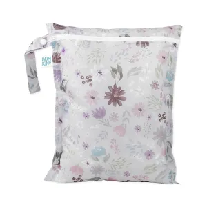 Bumkins Waterproof Wet Bag for Baby, Travel, Swim Suit, Cloth Diapers, Pump Parts, Pool, Beach, Gym Clothes, Toiletry, Hook to Stroller, Daycare, Zipper Reusable Wetdry Packing Pouch, Florals Gray