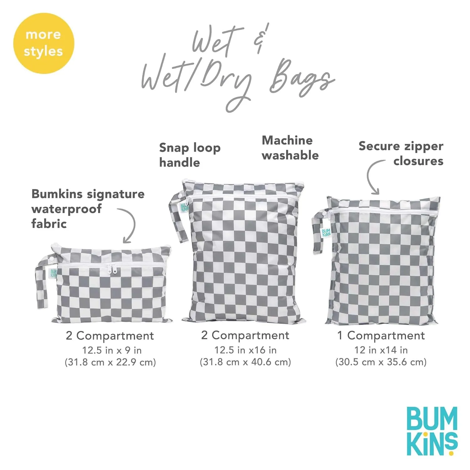 Bumkins Waterproof Wet Bag for Baby, Travel, Swim Suit, Cloth Diapers, Pump Parts, Pool, Beach, Gym Clothes, Toiletry, Hook to Stroller, Daycare, Zipper Reusable Wetdry Packing Pouch, Jungle