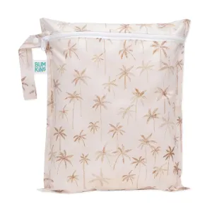 Bumkins Waterproof Wet Bag for Baby, Travel, Swim Suit, Cloth Diapers, Pump Parts, Pool, Beach, Gym Clothes, Toiletry, Hook to Stroller, Daycare, Zipper Reusable Wetdry Packing Pouch, Palm Trees