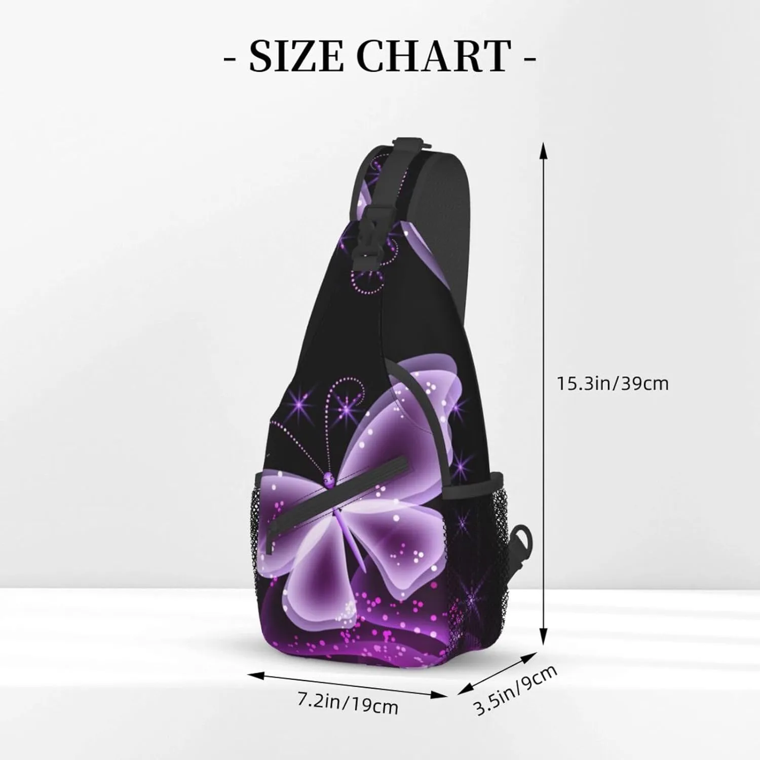 Butterfly Pattern Sling Bag for Men Women Crossbody Sling Backpack Hiking Travel Daypack Shoulder Chest Bag with Adjustable Strap