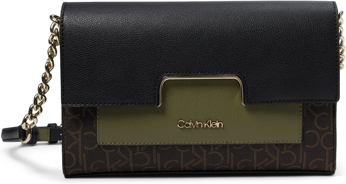 Calvin Klein Finley Signature Crossbody - Bags for Women - Interior Zippered Pocket - Magnetic Snap Closure