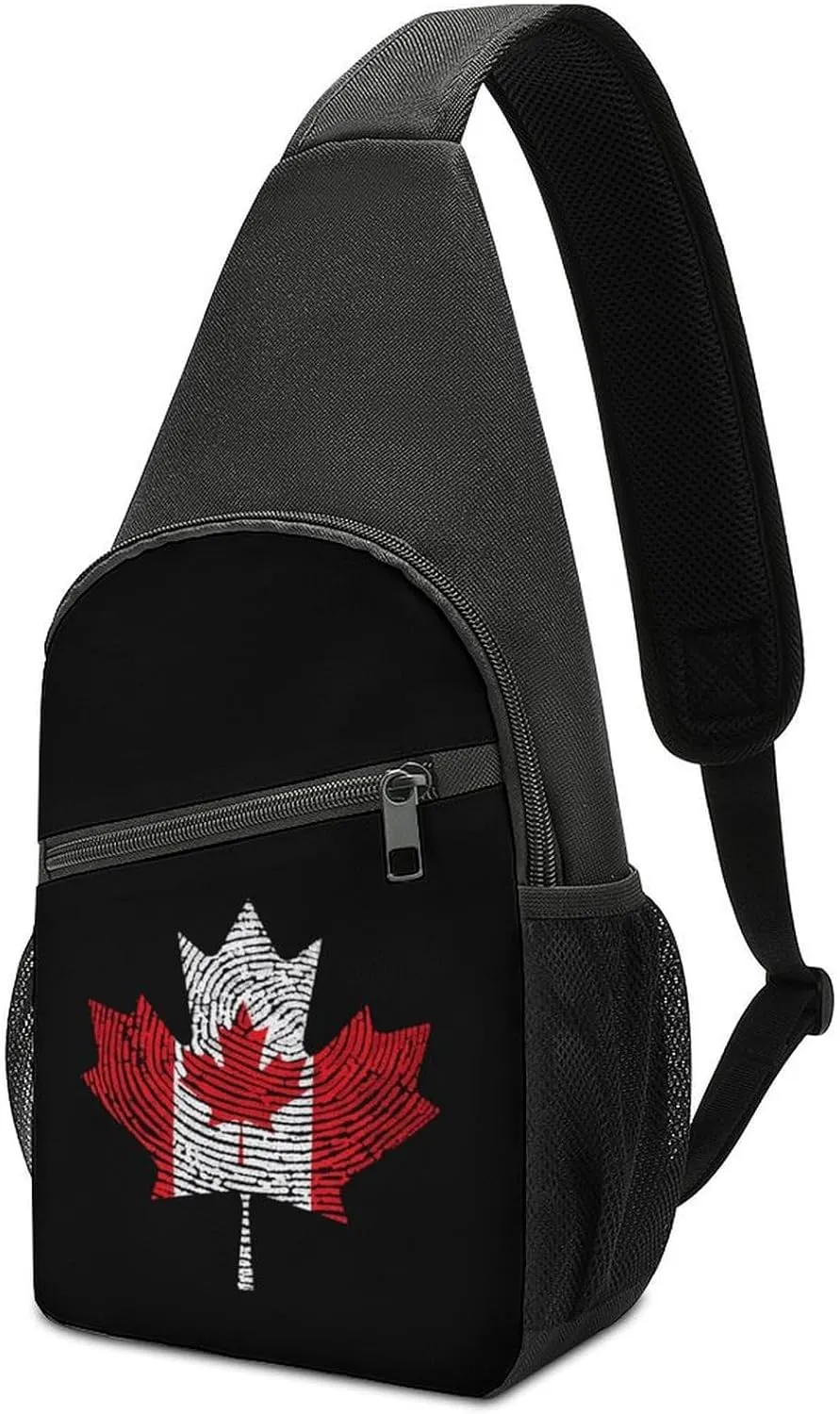 Canada Canadian Flag Crossbody Sling Backpack Adjustable Straps Chest Bag for Hiking Traveling Outdoors