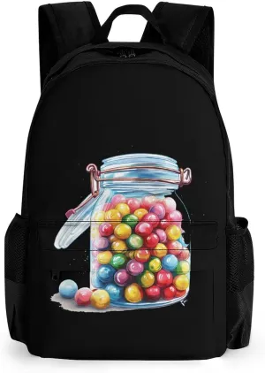 Candy Jar Travel Backpack Lightweight Shoulder Bag Funny Laptop Daypack with Multi Pockets