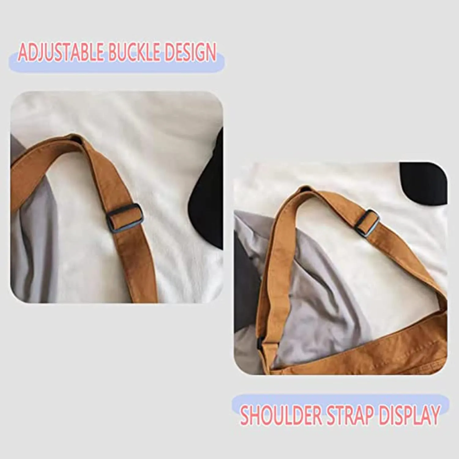 Canvas Messenger Bag Large Shoulder Crossbody Bags With Multiple Pockets Canvas Shoulder Tote Bag For Teen Girls