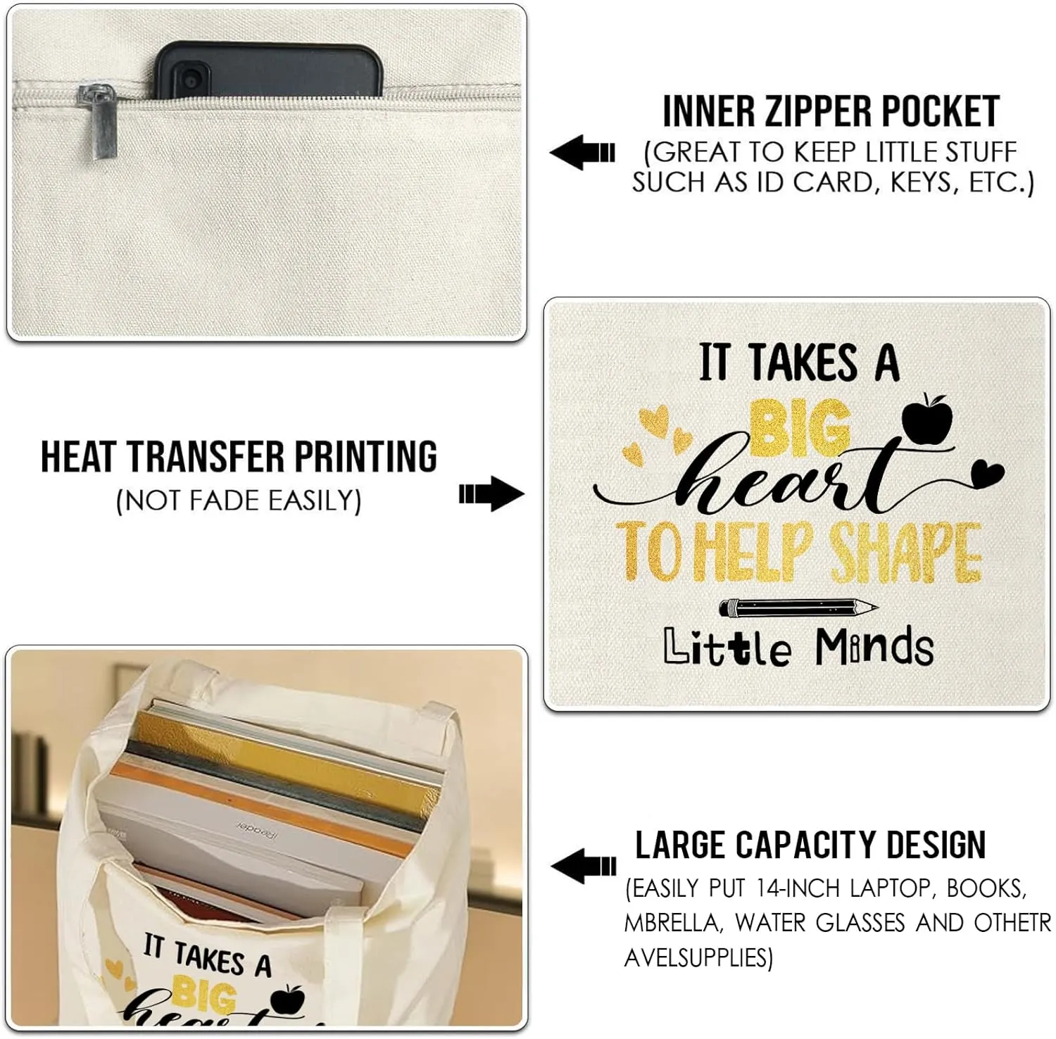 Canvas Tote Bag for Women - Teacher Appreciation Gifts