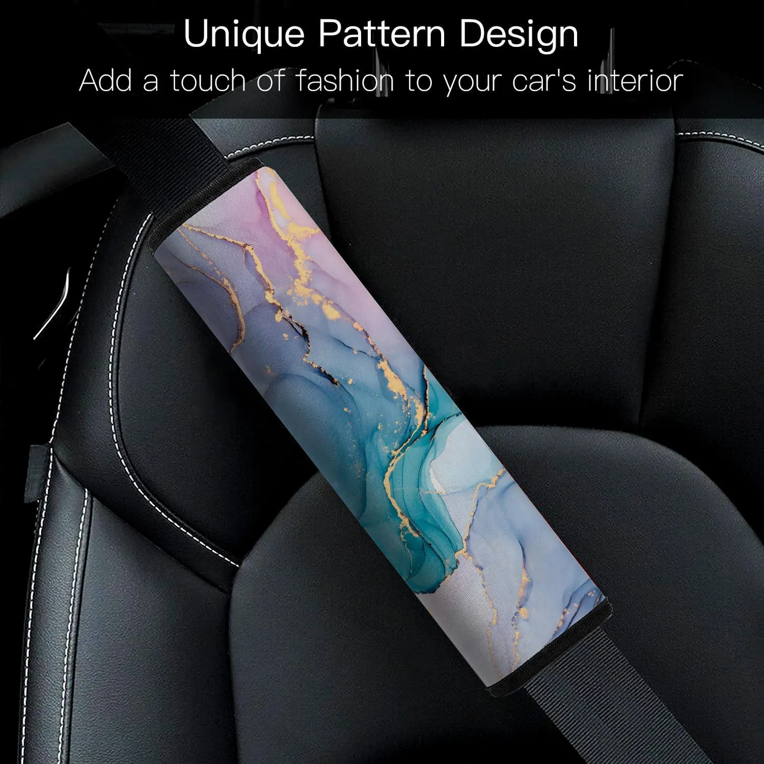 Car Seat Belt Pad Cover, 4-Pack Soft Car Safety Seat Belt Strap Shoulder Pad for Adults and Children, Suitable for Car Seat Belt, Backpack, Shoulder Bag(Colorful Marble