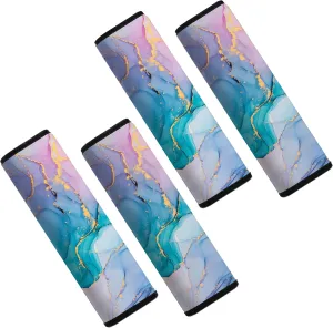 Car Seat Belt Pad Cover, 4-Pack Soft Car Safety Seat Belt Strap Shoulder Pad for Adults and Children, Suitable for Car Seat Belt, Backpack, Shoulder Bag(Colorful Marble