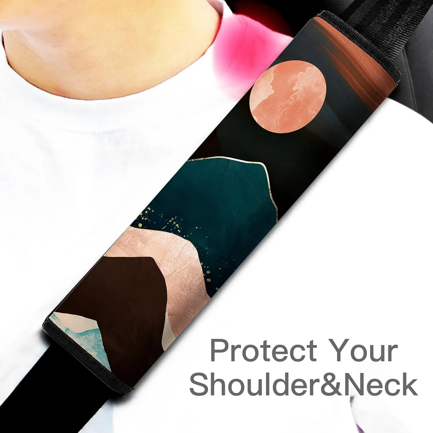 Car Seat Belt Pad Cover, 4-Pack Soft Car Safety Seat Belt Strap Shoulder Pad for Adults and Children, Suitable for Car Seat Belt, Backpack, Shoulder Bag(Watercolor Sunrise)