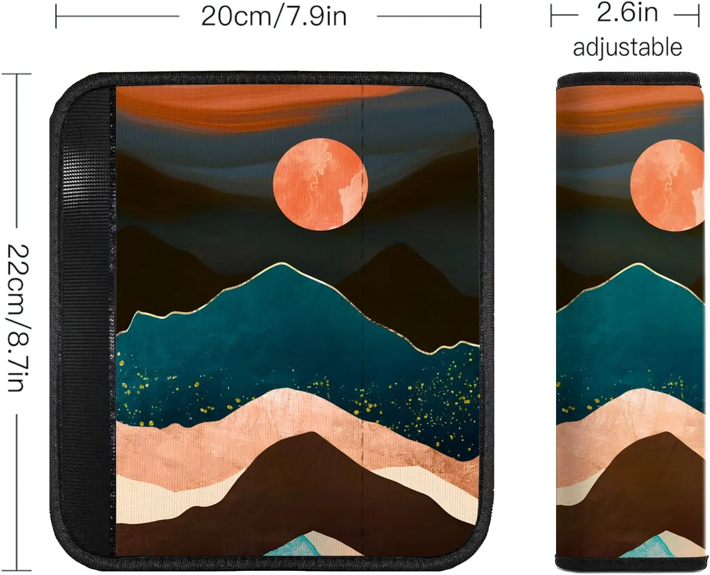 Car Seat Belt Pad Cover, 4-Pack Soft Car Safety Seat Belt Strap Shoulder Pad for Adults and Children, Suitable for Car Seat Belt, Backpack, Shoulder Bag(Watercolor Sunrise)